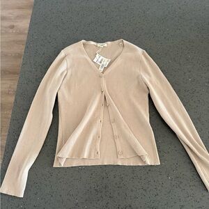 Max Studio Light Beige Ribbed Cardigan (Bone)